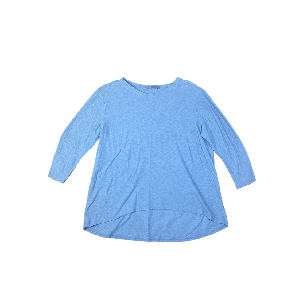 Cut Loose Women’s Blue 3/4 Sleeve Boxy Large/XL Cotton/Linen Blended Top